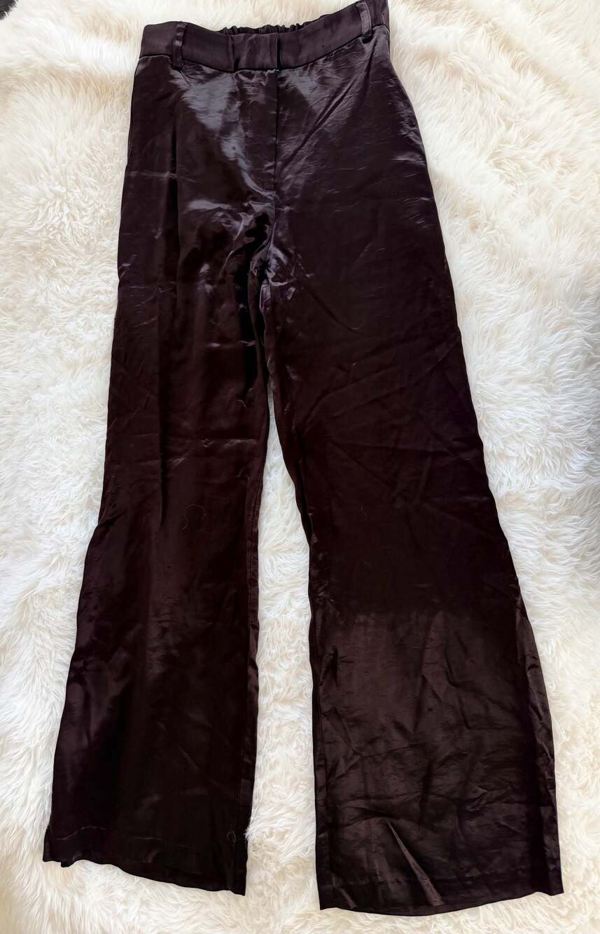 Pharaoh Vintage Satin Hepburn Wide Leg Pants Chocolate Size 2